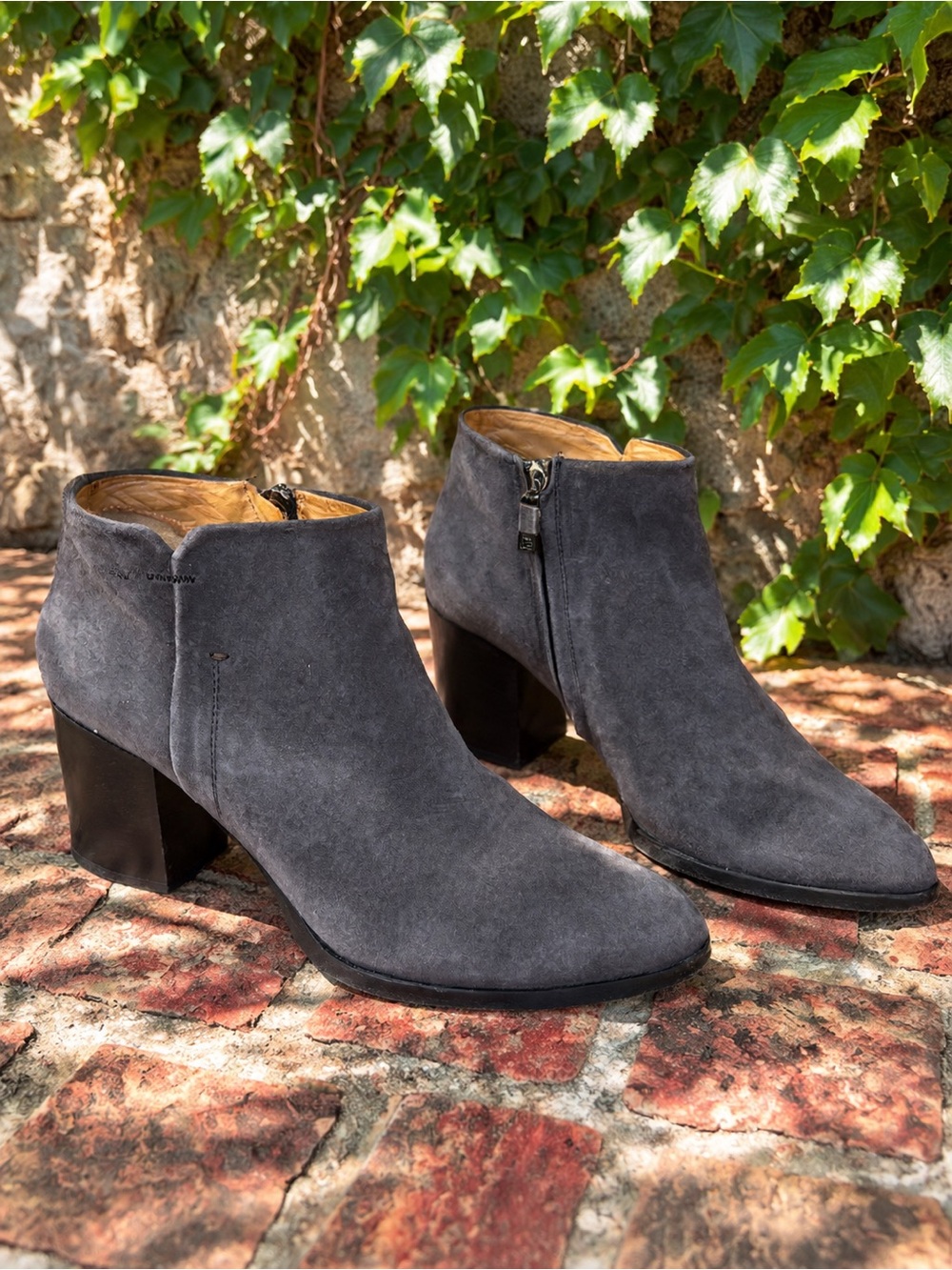 ALBERTO FERMANI Gray Suede Quiet Luxury Italian Made Ankle Boots, 40.5
